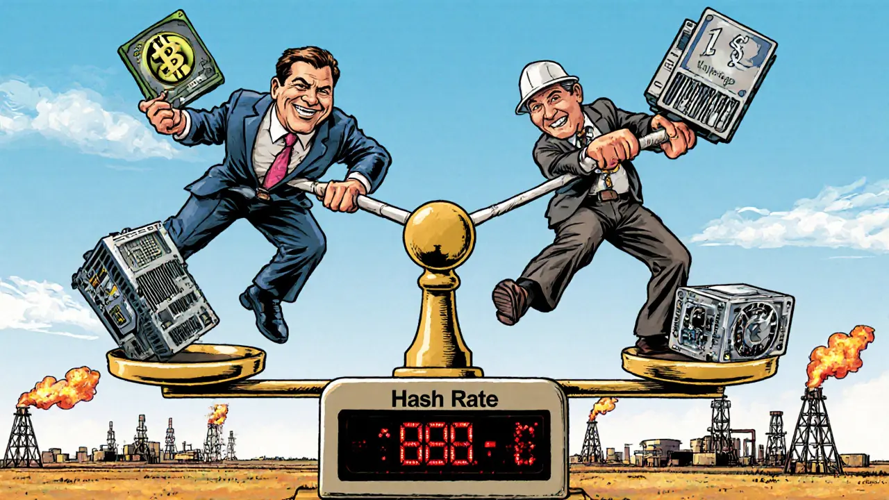 Tir à la corde entre mineurs institutionnels et individuels sur une échelle de taux de hachage.