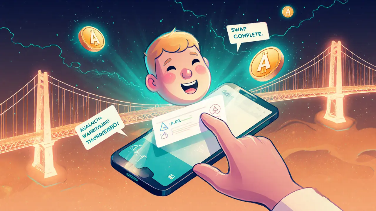 Application mobile Dexalot en développement avec des notifications et des jetons ALOT flottants.