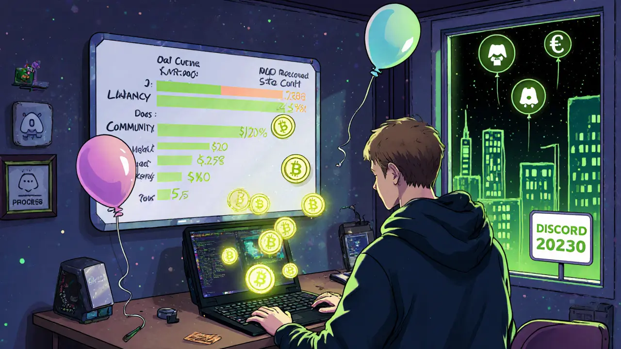 Développeur connecte une GPU RTX 3090 pour gagner des jetons, avec un tableau blanc montrant les défis et progrès de l&#039;IA décentralisée.