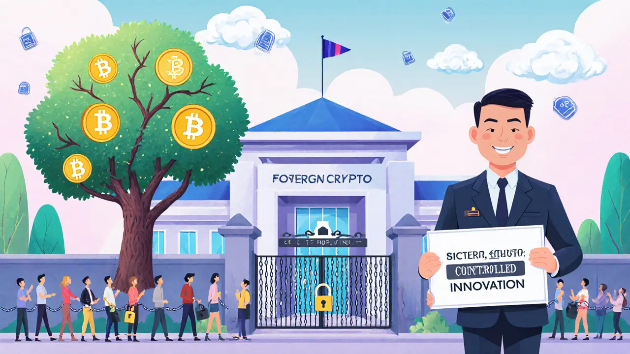 Un arbre blockchain portant des G-Tokens pousse sur un bâtiment gouvernemental thaïlandais.