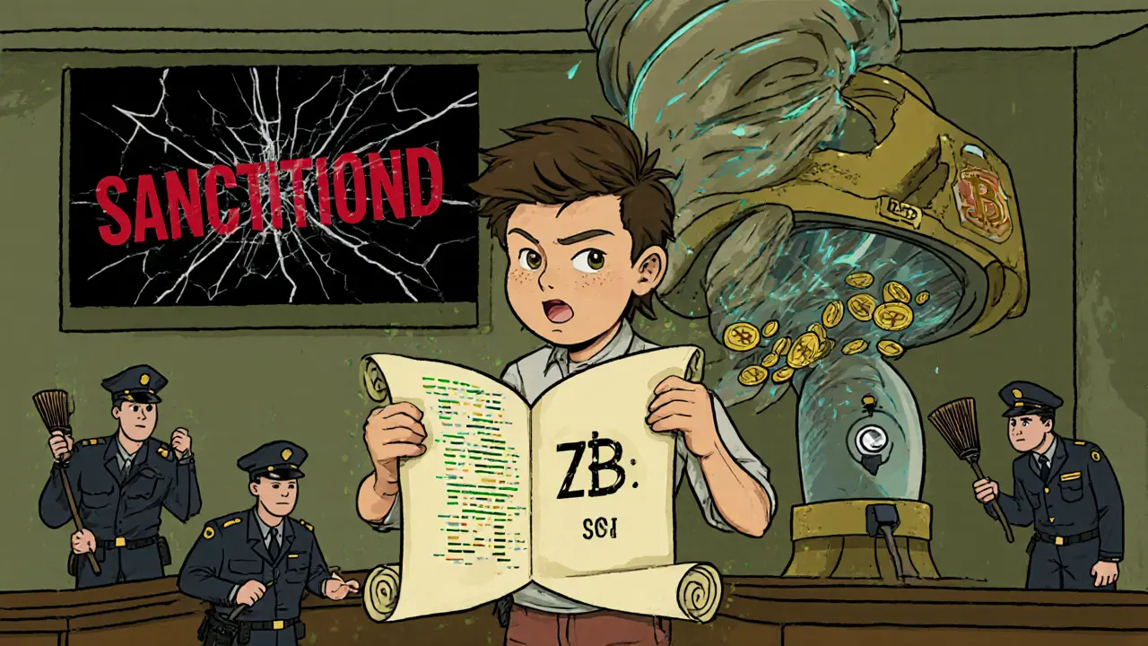 Un développeur dans un tribunal avec un code Tornado Cash qui continue de fonctionner malgré les tentatives de fermeture.