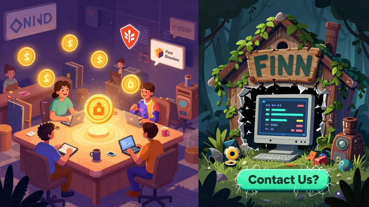 Comparaison entre un DEX animé et actif à gauche, et une ruine abandonnée de Huckleberry à droite.