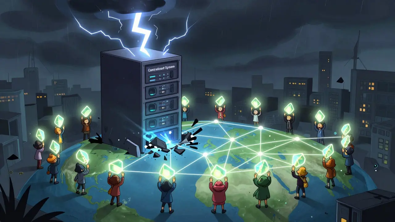 Des milliers de nœuds résistent à la chute d'un serveur centralisé, formant un réseau indestructible.