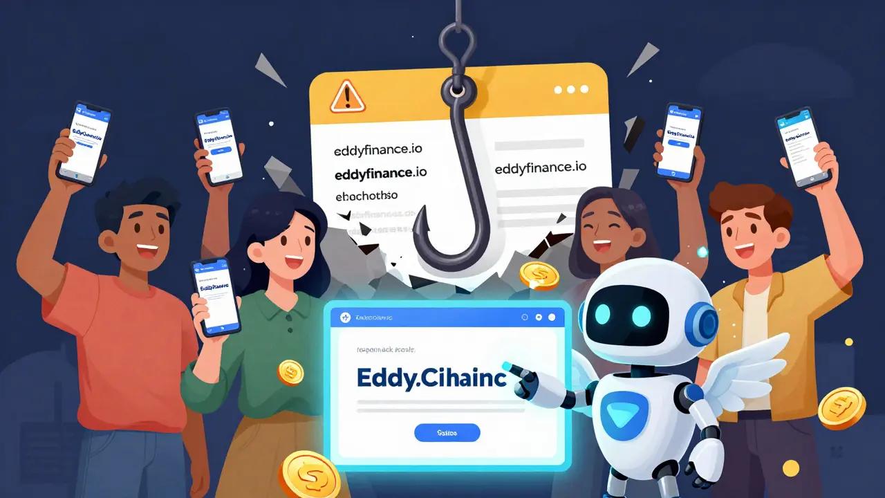 Des utilisateurs célèbrent un swap sécurisé tandis qu’un faux site s’effondre.