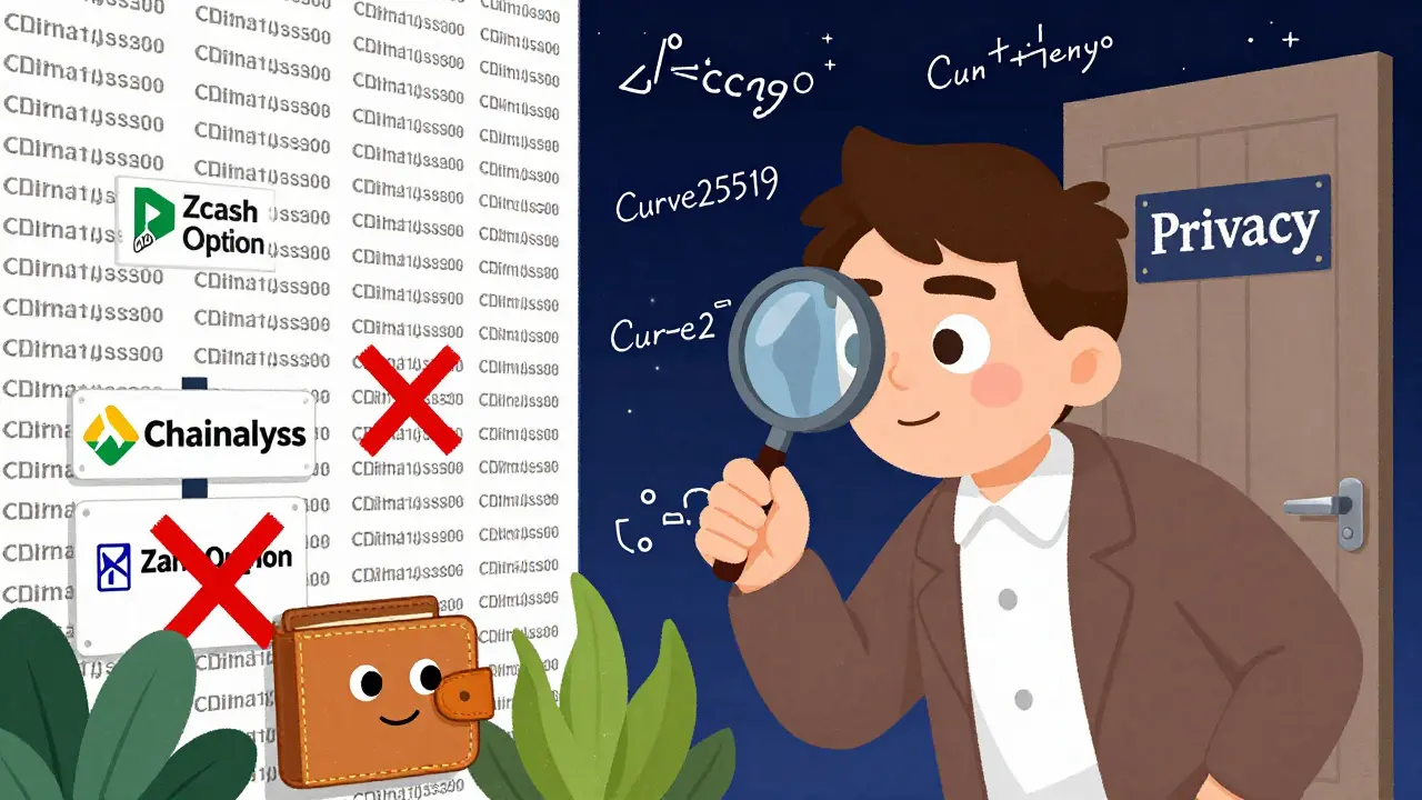 Un détective cherche à tracer des transactions sur une blockchain, mais une adresse Monero se cache en toute discrétion.