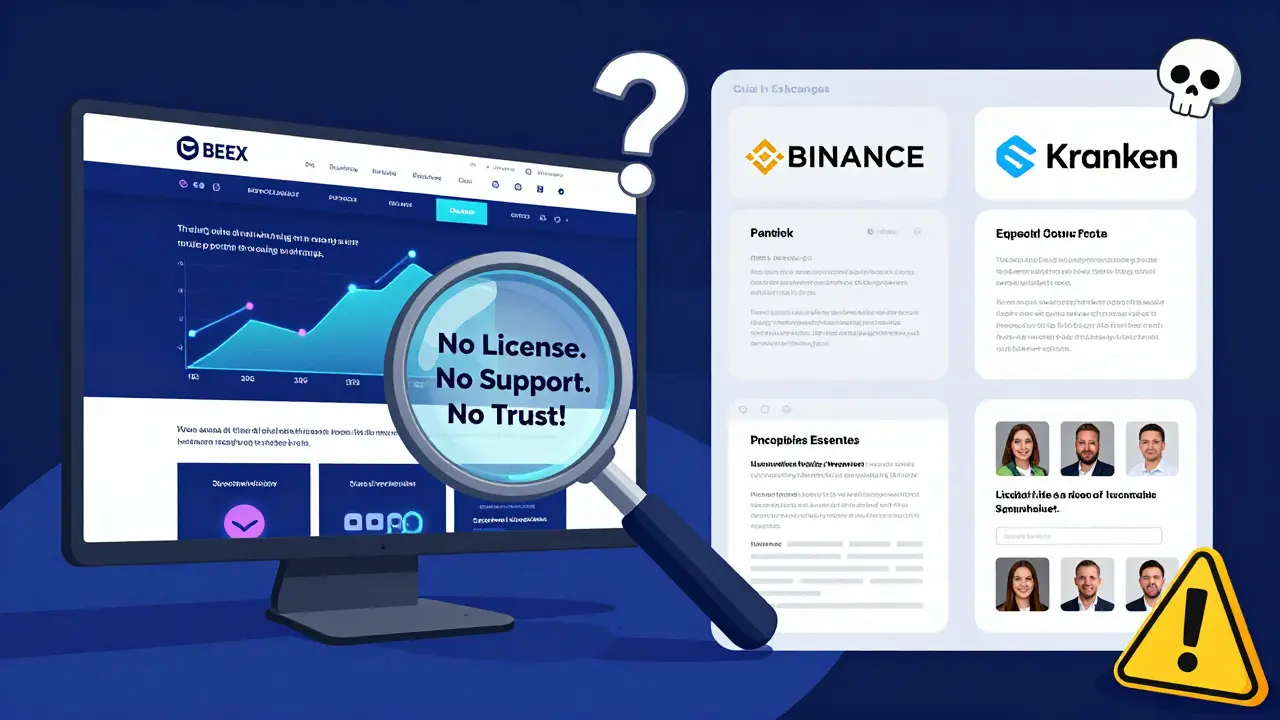 Un site web frauduleux à gauche contrastant avec des bourses légitimes à droite, sous une loupe révélant des preuves de fraude.