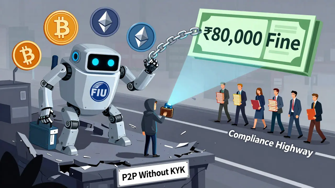 Une personne en danger sur un échange non autorisé, face à un robot d'audit fiscal géant.