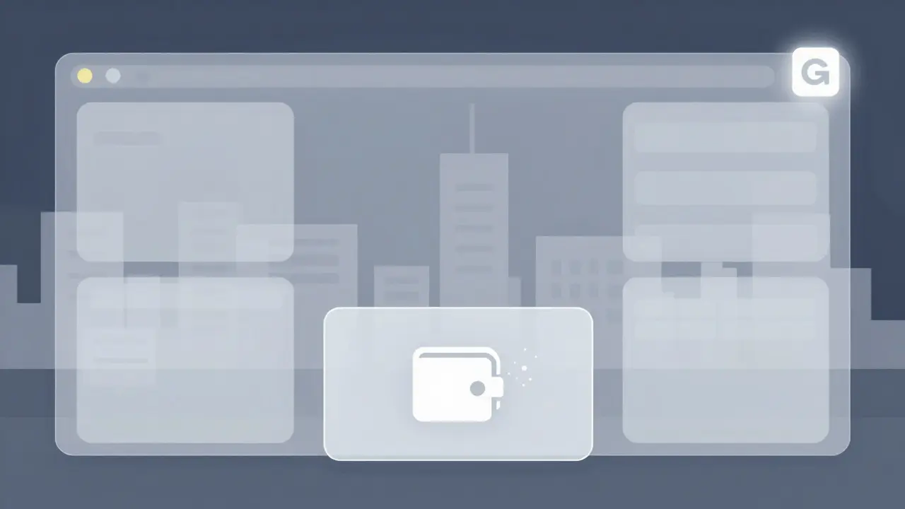 Interface de trading fantomatique avec paysages urbains minimaliste