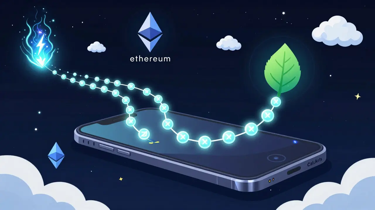 Un portefeuille léger traverse l'espace blockchain, laissant un sillage de 30 hachages qui relient une transaction à sa racine.