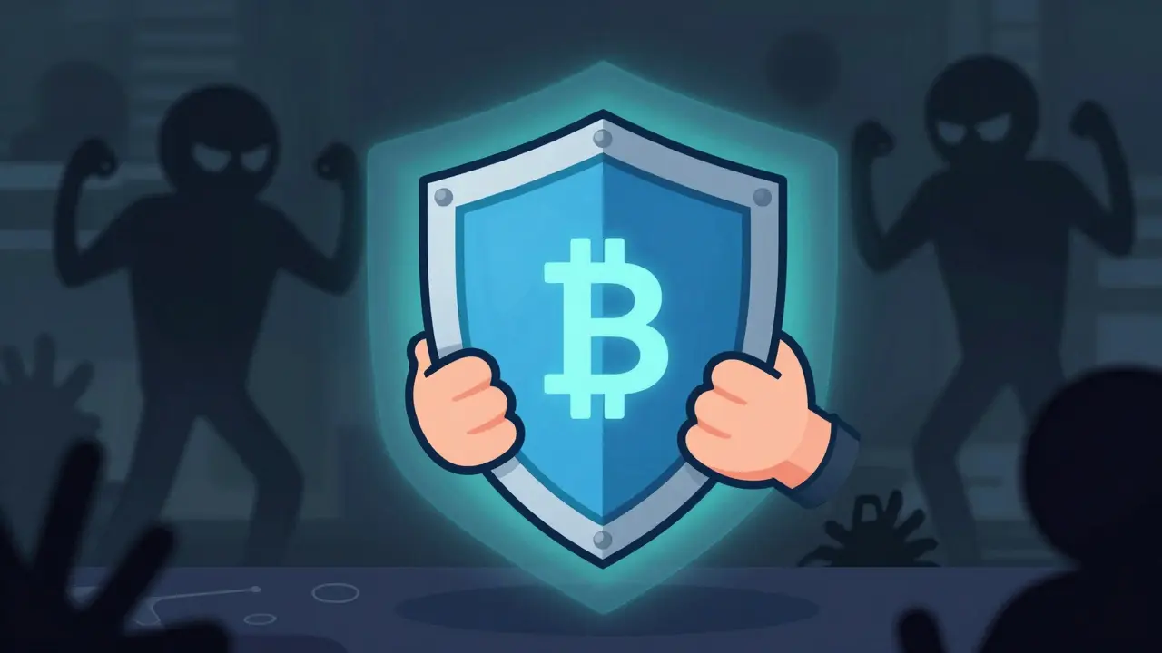 Utilisateur protégeant son portefeuille numérique contre des menaces de sécurité.