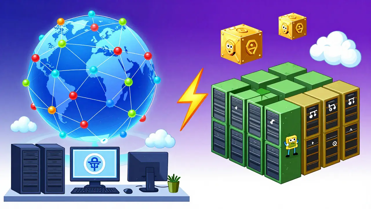 Réseaux décentralisés et sécurisés représentés visuellement