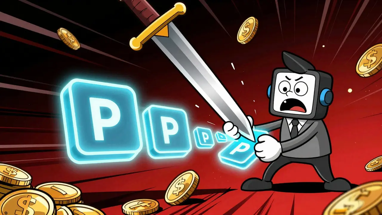 Un validateur paniqué perdant des jetons à cause d'une épée symbolisant le slashing.