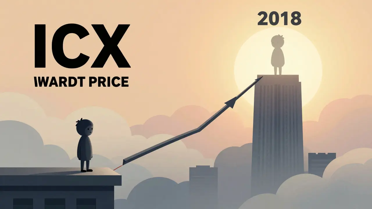 Comparaison visuelle entre le pic historique et le prix actuel de l'ICX