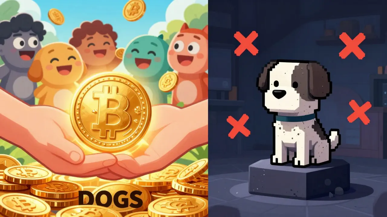Comparaison visuelle entre les jetons DOGS et les NFT DOGGY