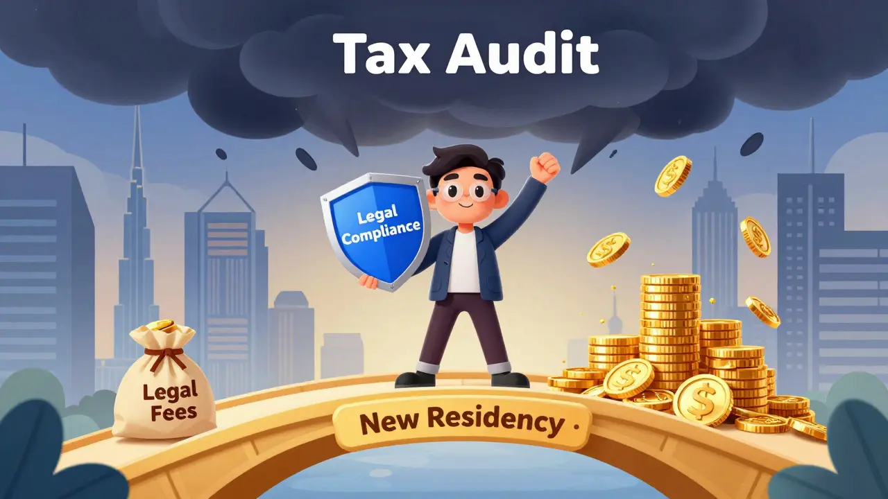 Personnage protégé par la conformité légale, économisant des impôts en crypto