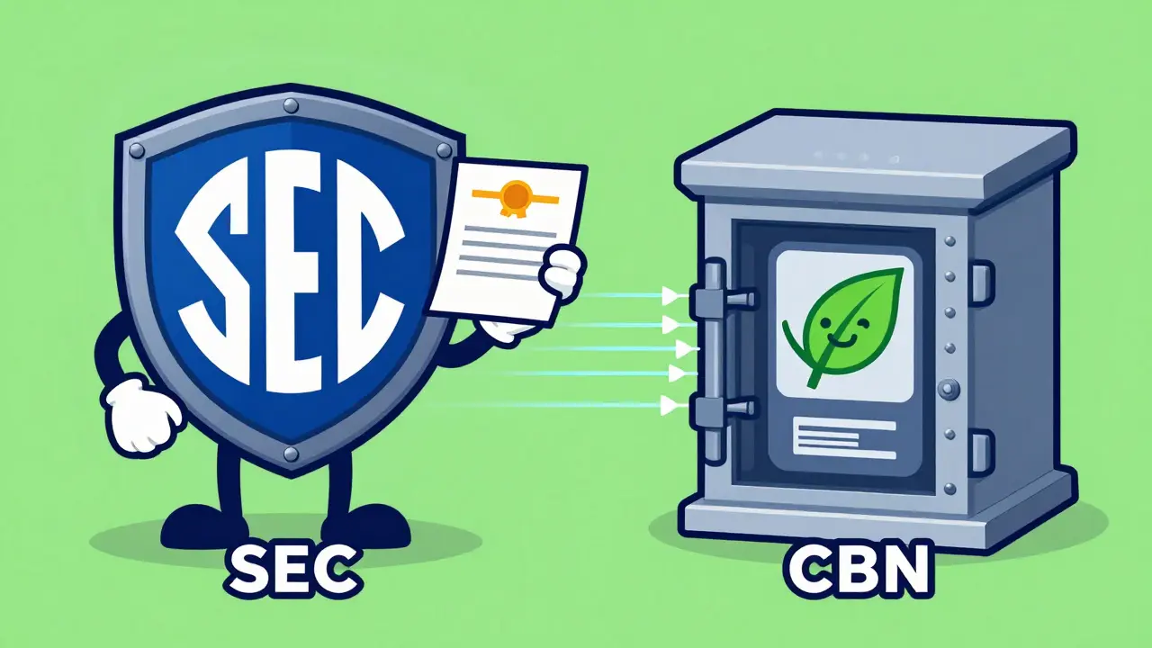 Illustration des régulateurs SEC et CBN soutenant les échanges crypto locaux
