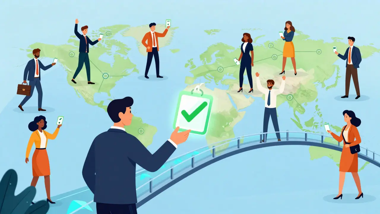 Réseau mondial de partage fluide d'identités vérifiées entre utilisateurs