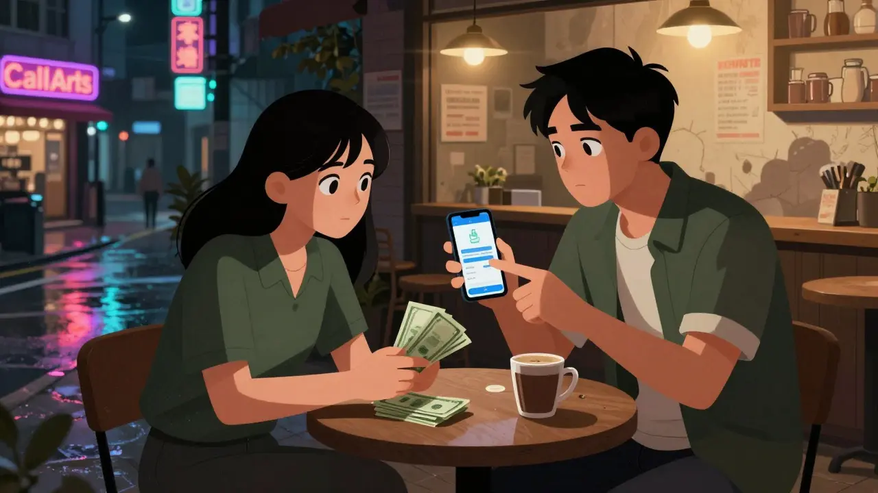 Échange informel de cryptomonnaies dans un café vietnamien