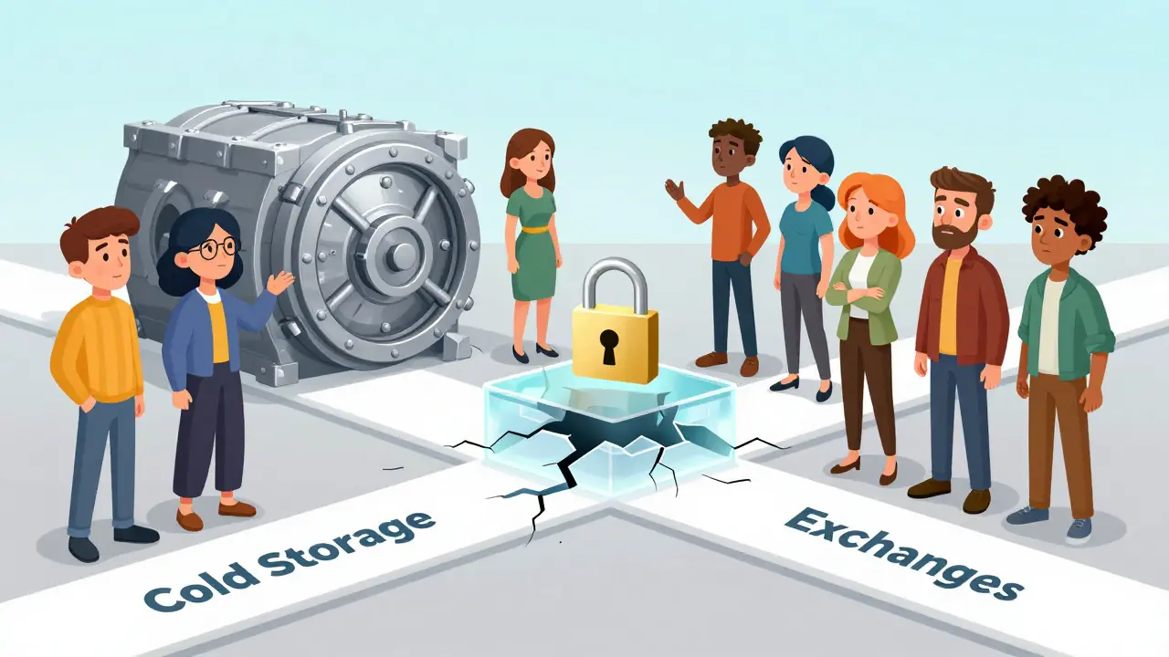 Investisseurs choisissant entre un coffre-fort sécurisé et une plateforme instable