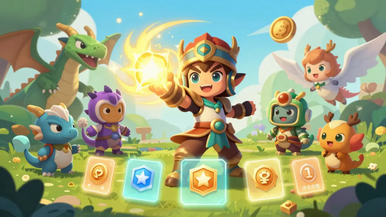 Personnage gagnant des récompenses dans un jeu blockchain