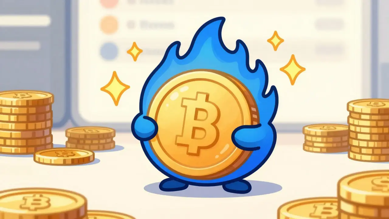 Pièce d'or brûlée par une flamme mignonne illustrant la déflation