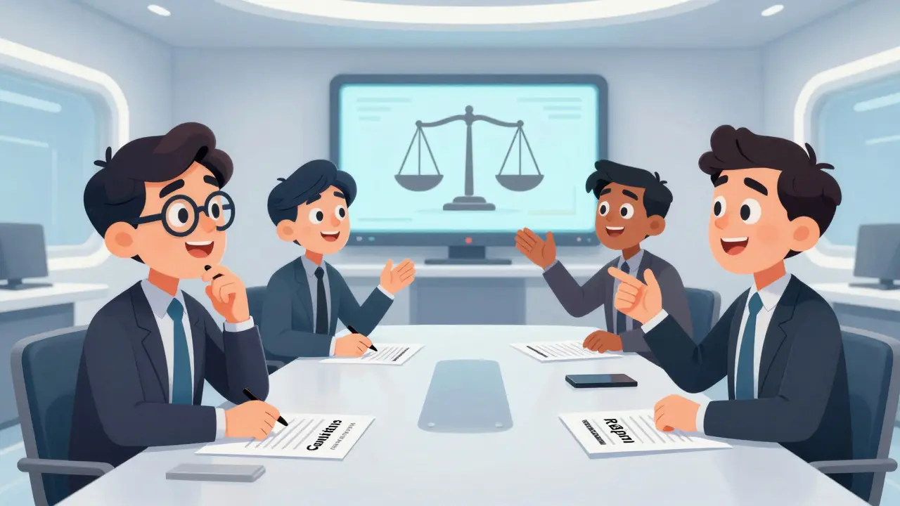 Régulateurs et entrepreneurs discutant de réformes crypto constructives