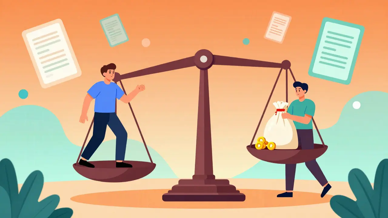 Style CalArts : une balance entre un trader et un fournisseur de liquidités, illustrant le mécanisme du protocole Divergence.