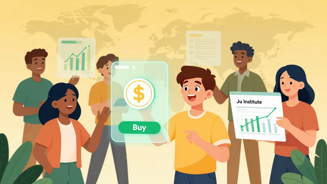 Utilisateurs heureux interagissant avec des interfaces crypto simplifiées