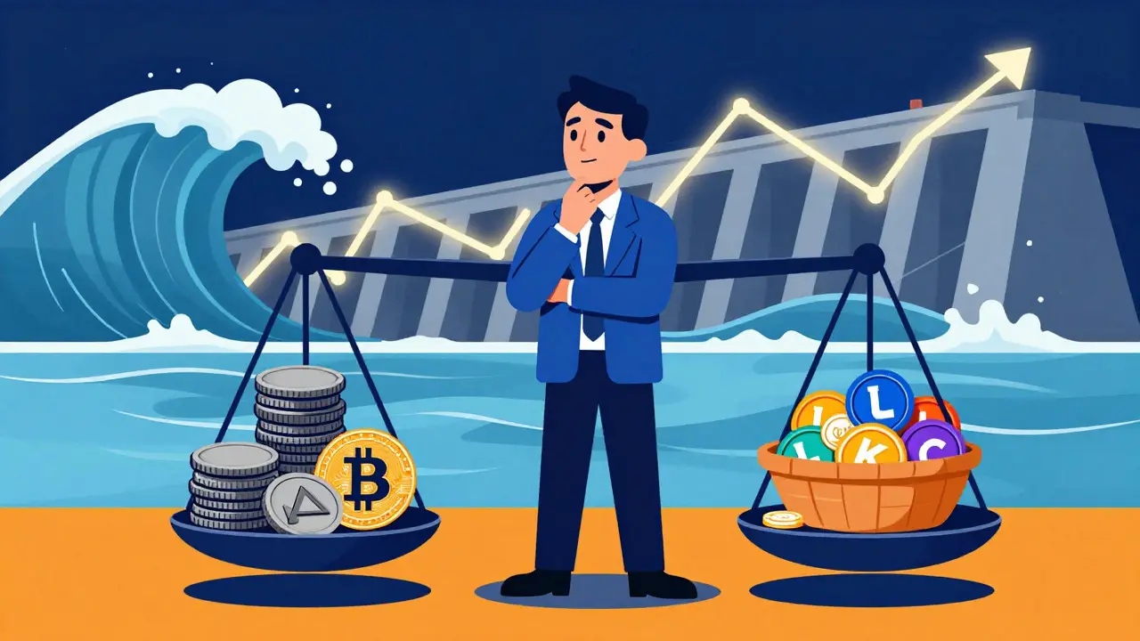 Analyse stratégique du minage avec une balance comparant les différentes cryptomonnaies