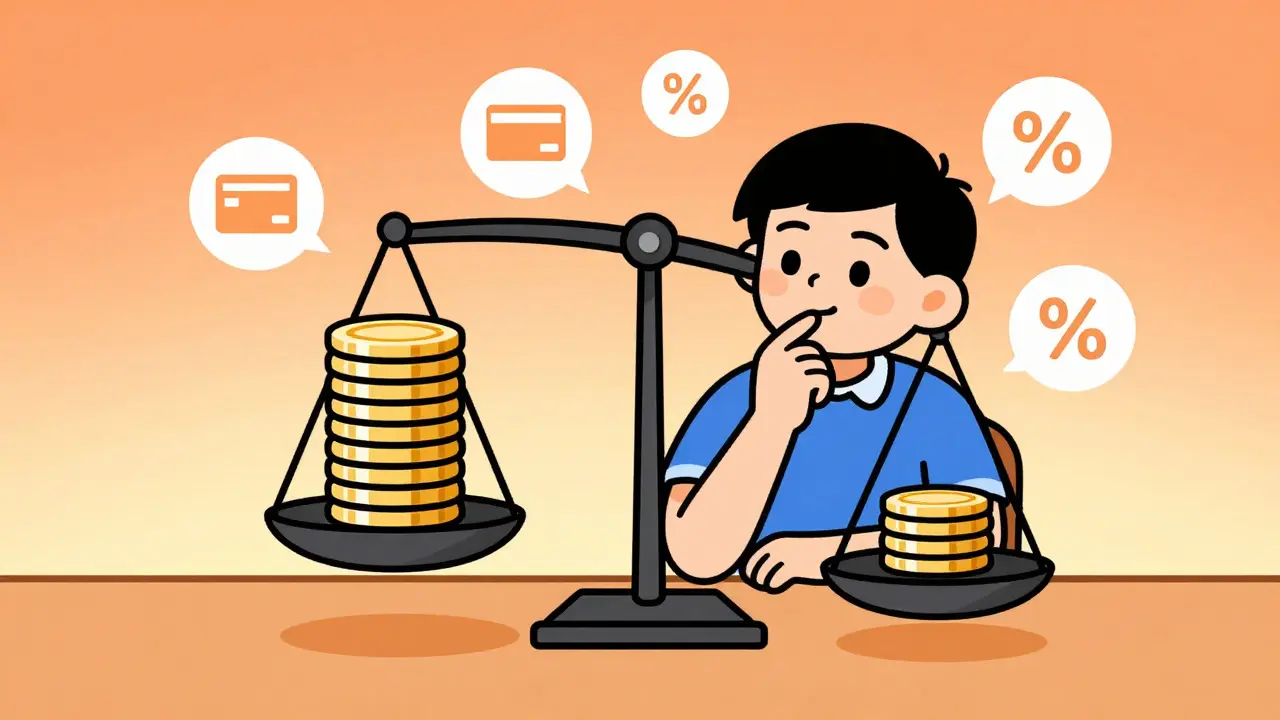 Personnage pesant les frais de trading sur une balance dans un style cartoon