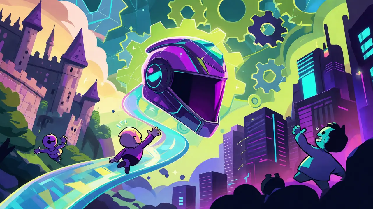 Un objet de jeu voyageant entre deux mondes virtuels grâce à l'interopérabilité blockchain.