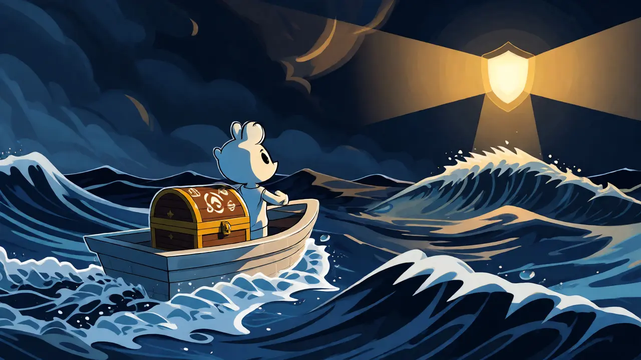 Navigation prudente des risques réglementaires crypto en bateau cartoon